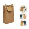 10set With Tag and Rope Candy Box Bread Bag White Candy Biscuit Bag For Guest Gift Gift Bag Brown 7x3.5x11CM