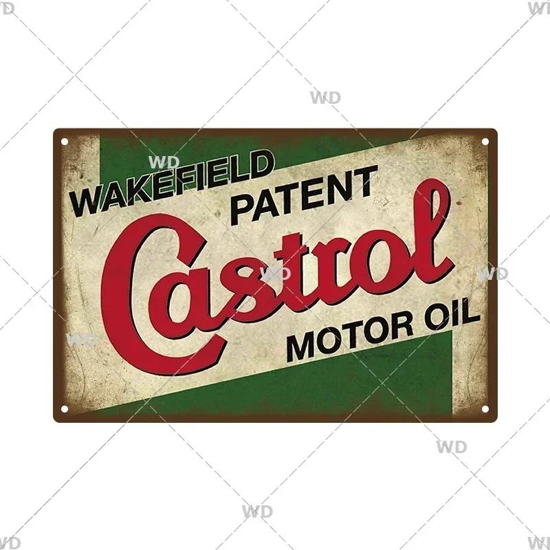 Castrol Motoröl Blechschild - Perfekt für Vintage Garagendekor - Tankstellenstil Wandplatte