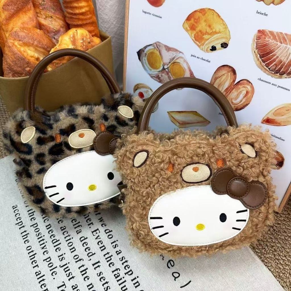 Hello Kitty Retro Leopard Print Shoulder Bag With Pu Material For Daily Use