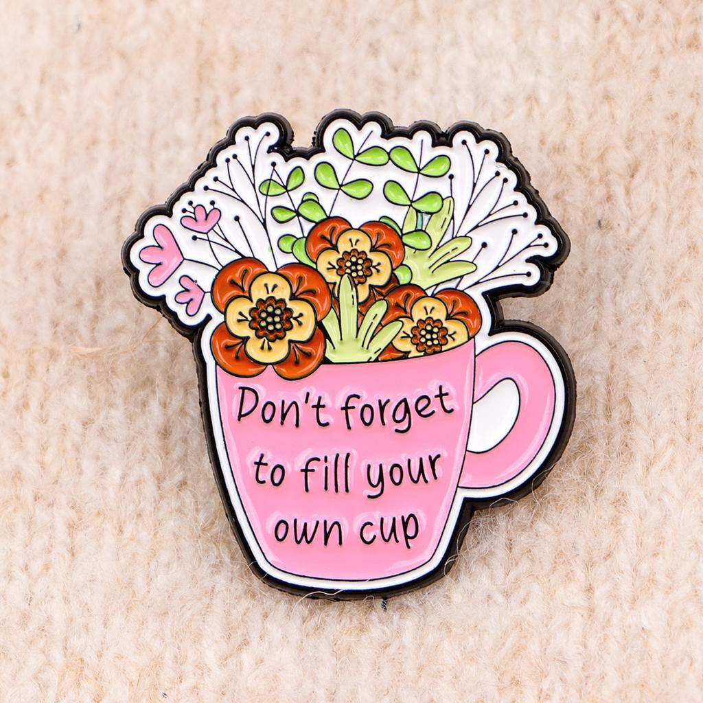 Inspirational Quotes Enamel Pin Flowers Brooch Pines Lapel Pins Badge Clothing Accessories Fashion Jewelry Thanksgiving Gifts