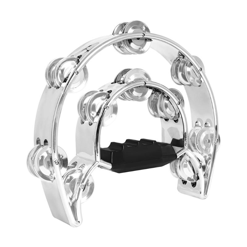 Tambourine Metal Jingles Hand Held Percussion Half-Moon Tambourine for Kid-Early Education,Adult,KTV,Party Entertainment