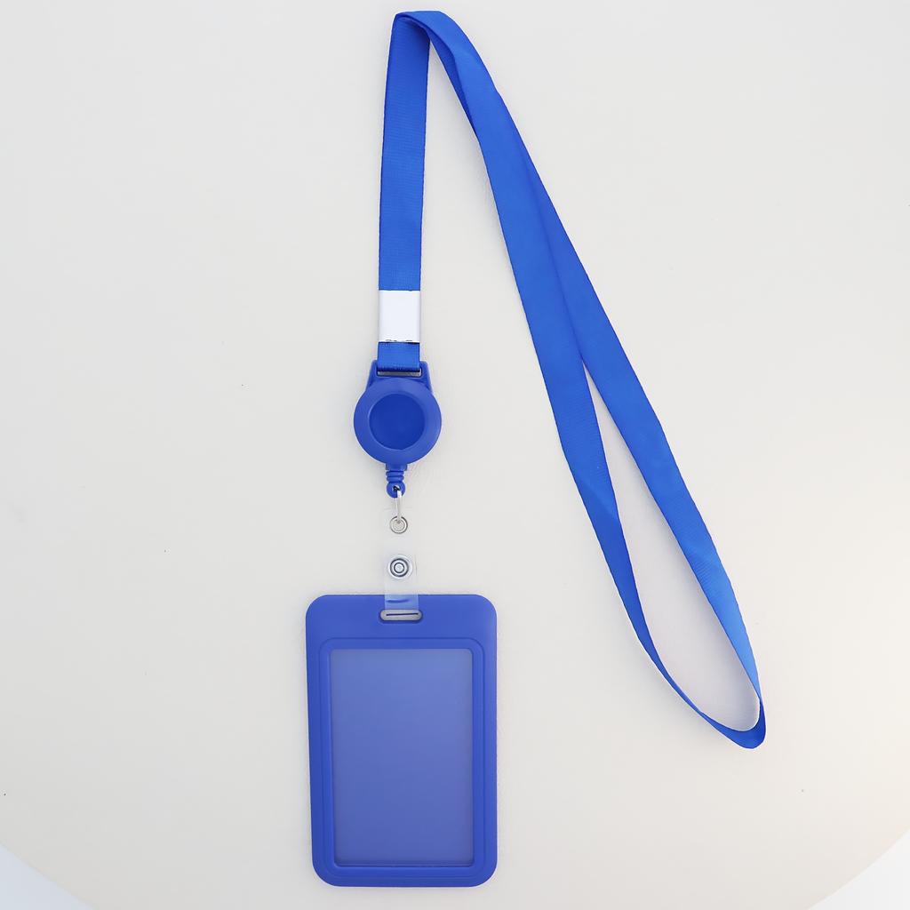Pure Color Retractable Badge Reel Retractable Teacher Lanyard with Name Card Badge Holder Neck Strap Keychian Accessories Gift