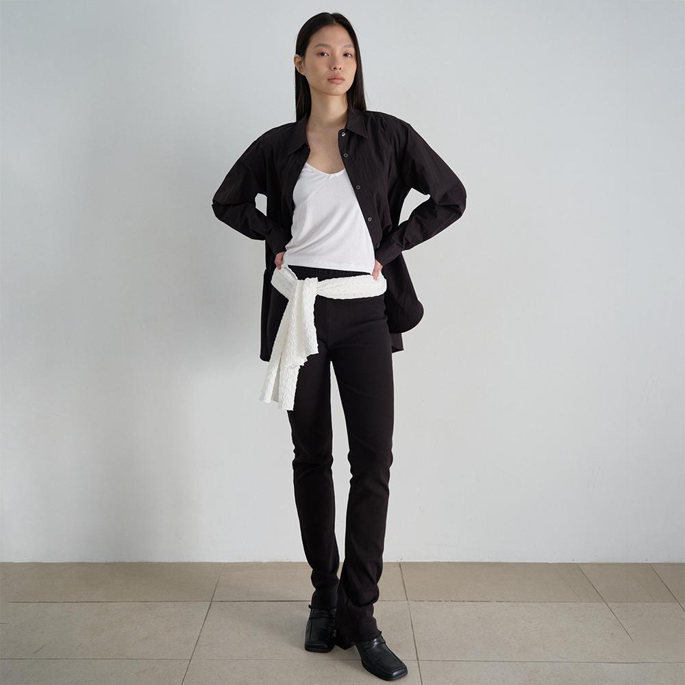 NOEUD Rib Button Leggings Pants (Black)