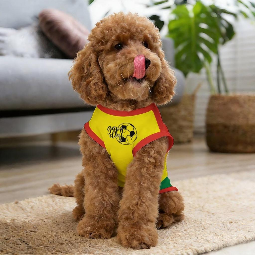 Haustier Fußballtrikot Hundeshirt Weich Bequem Leicht Atmungsaktiv Ärmelloses Design Geeignet für Kleine Mittlere Hunde Fußball-Thema