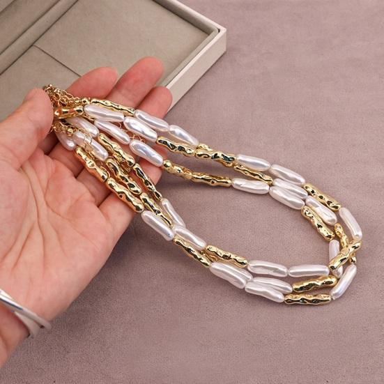 Imitation Baroque Pearl Toothpick Necklace Irregular Metal Choker Unique Elegant Clavicle Chain Minimalist French Retro Jewelry for Women