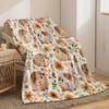 1pc Cozy Flannel Blanket with Adorable Guinea Pig & Floral Design - Soft Warm Throw for Sofa Bed Office