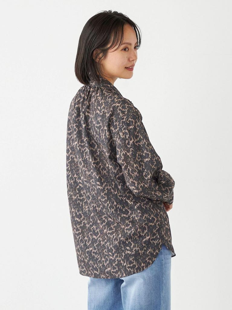 Ships Colors MULHOUSE Women's Leopard Print Bowtie Blouse, Machine Washable, Brown, 221150017, One Size