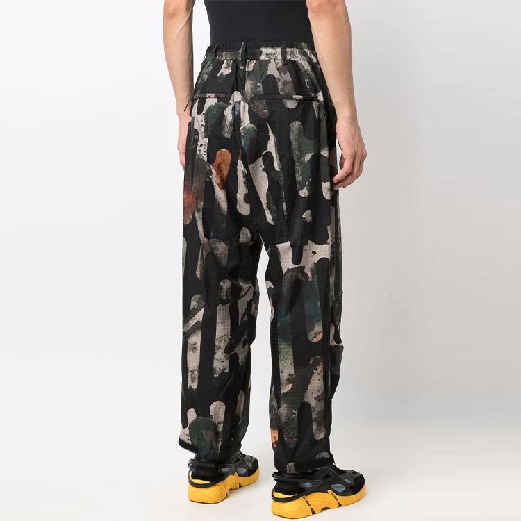 Y-3 FW21 Abstract Print Loose Straight Leg Sports Pants Men Pants Black HB3326