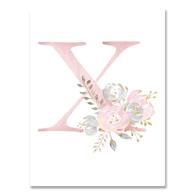Personalized Poster Baby Name Custom Canvas Painting Nursery Prints Pink Flowers Wall Art Pictures For Girls Room Decoration No Frame