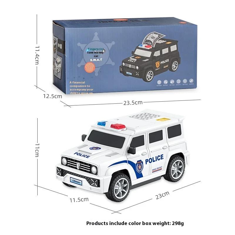 Kids' Fingerprint - Locked Safe & Cartoon Police Car Piggy Bank - Perfect for Holiday Gifts & Toy Exhibits