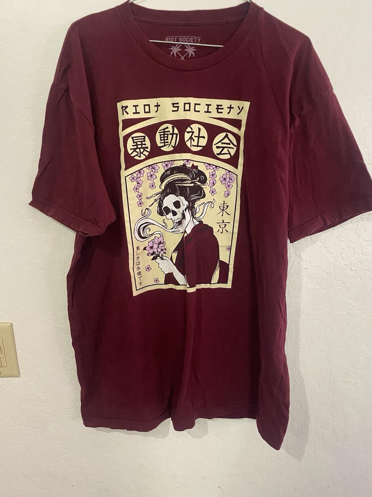 Футболка RIOT SOCIETY X-Large XL с черепом 100% Хлопок КРУТАЯ Отличное Состояние! S разноцветный