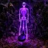 Automatic Dusk to Dawn Lamps Solar Skeleton Garden Stake Light, Halloween 3D Glowing Skull Yard Festive Outdoor Party Lighting Decor with LED,