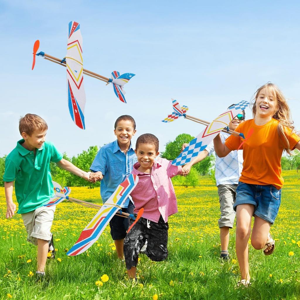 TOYANDONA 5Pcs Rubber Band Powered Aircraft Airplane Model Creative Helicopter for Kids Throwing Glider Airplane Toy for Birthday Party Favor Prize