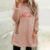 2023 Autumn/Winter Women's Loose Heart Print Double-sided Fleece Sweatshirt with Pockets