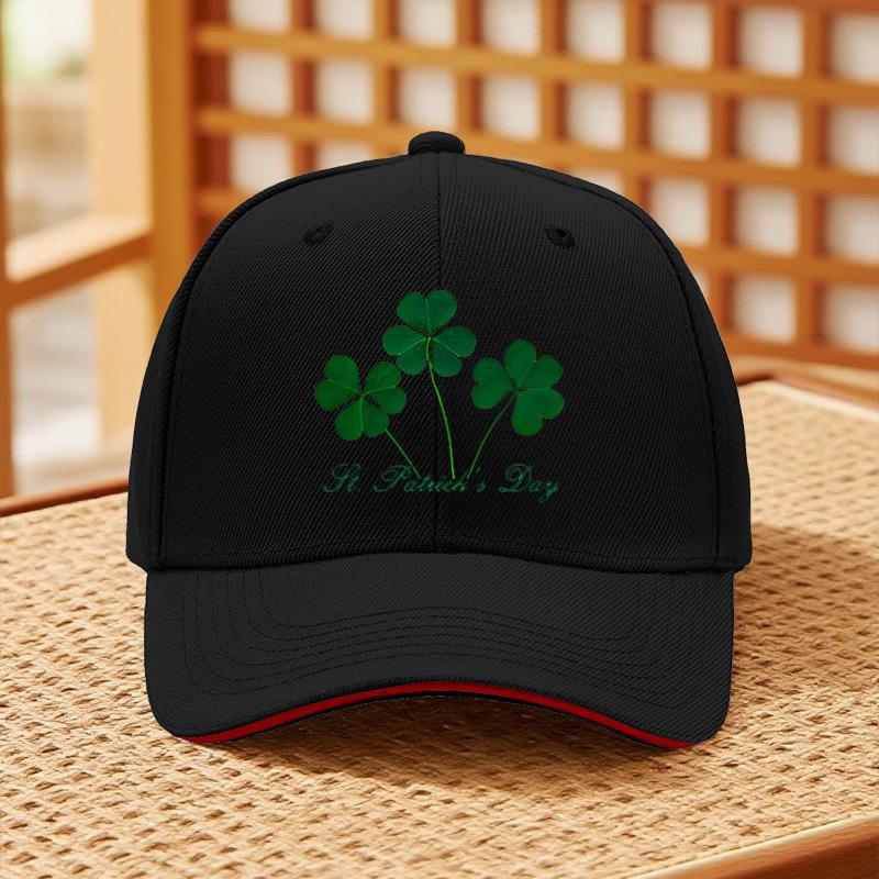 St Patricks Day Clover Baseball Cap Adjustable Polyester Casual Outdoor Visor Hat for Adults