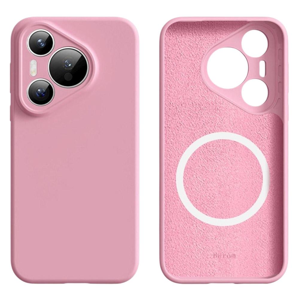 

For Huawei Pura 70 Case Compatible with MagSafe Precise Cutouts Liquid Silicone+PC Phone Cover Rose Pink