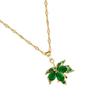 Elegant Maple Leaf Pendant Necklace With Green Inlay for Fashionable Women Seek Nature Inspire Jewelry Statement Pieces