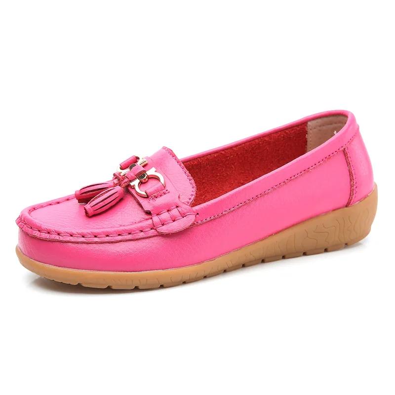 2025 Spring Autumn Shoes Woman tassel Cow Leather Flats Women Slip On Women's Loafers Female Moccasins Shoe Large Size 35-43