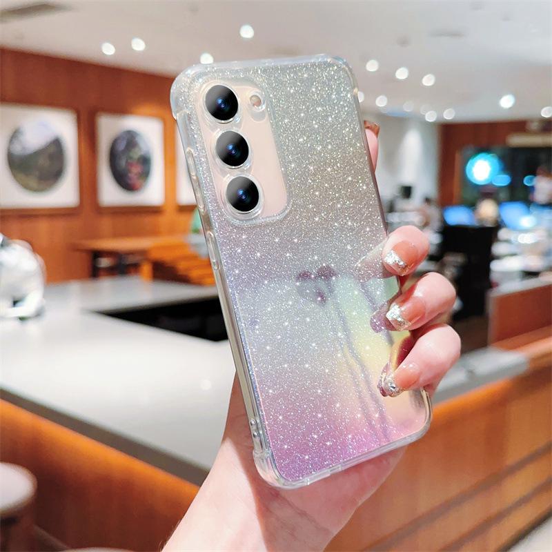 Iridescent Blue Love Heart Glitter Phone Case for Samsung Galaxy S23/S22/A55