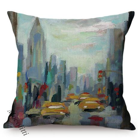 Modern Abstract Oil Painting Decoration Cushion Cover Colorful Graffiti Art Square Pillowcase Home Decor Room Bed Cushion Cover