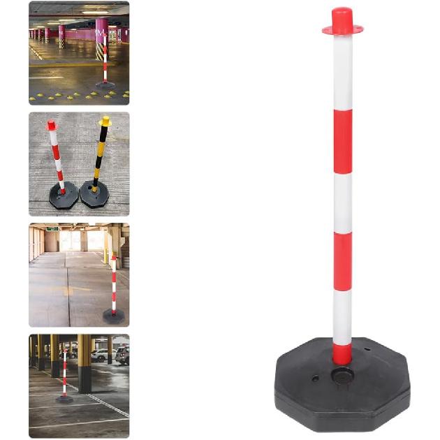 Traffic Delineator Post with Wheels 23.4 Inch High Elastic Warning Column for Garage Parking Safety Vehicle Collision Cushion and Car Stop Indicator