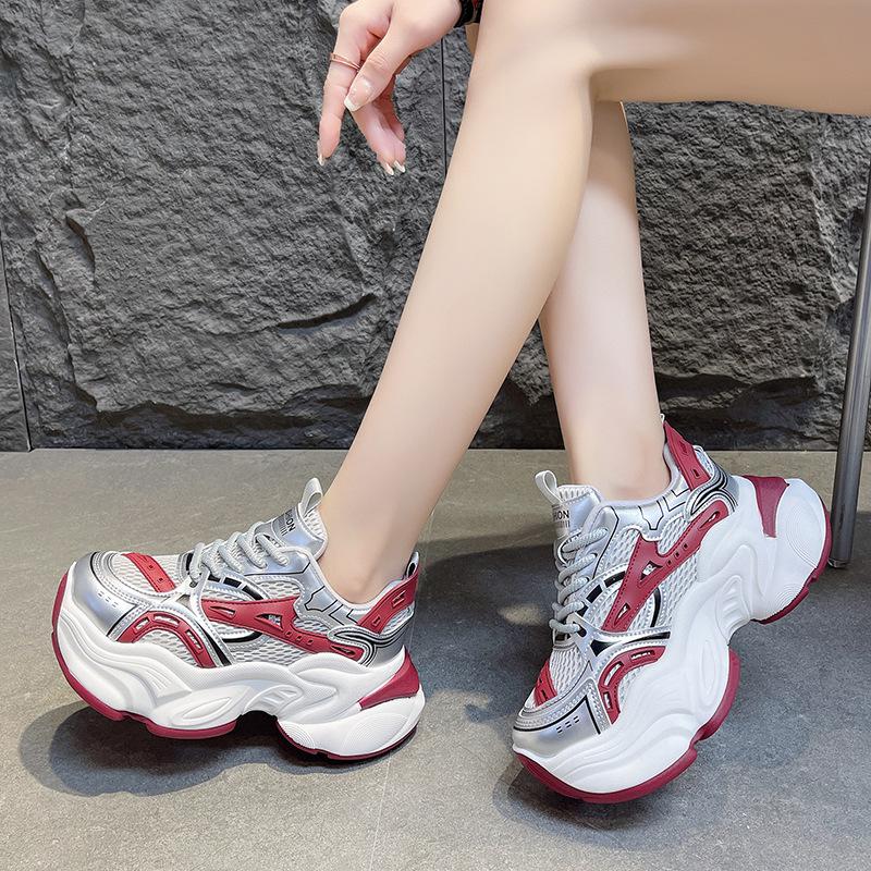 Mesh Breathable Fashion Trend Comfortable Old Thick Sole Heightening Dad Shoes Korean Version of High-end Cool Sports and Leisure Shoes
