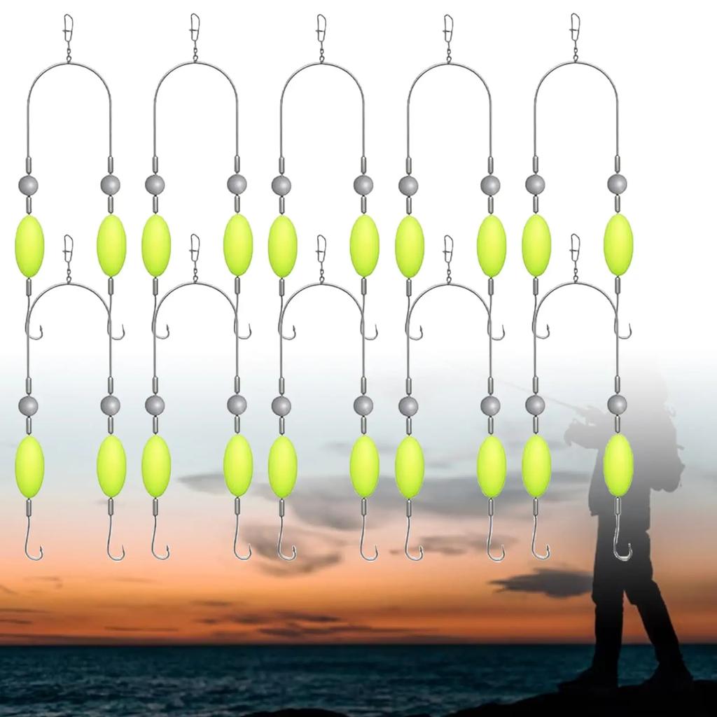 6#/8#/10#/12# Stainless Double-Hook Reverse Bottom Rig Sharp Barbed Anti-entanglement Fishing Double Hook No Unhooking Anti Tangle