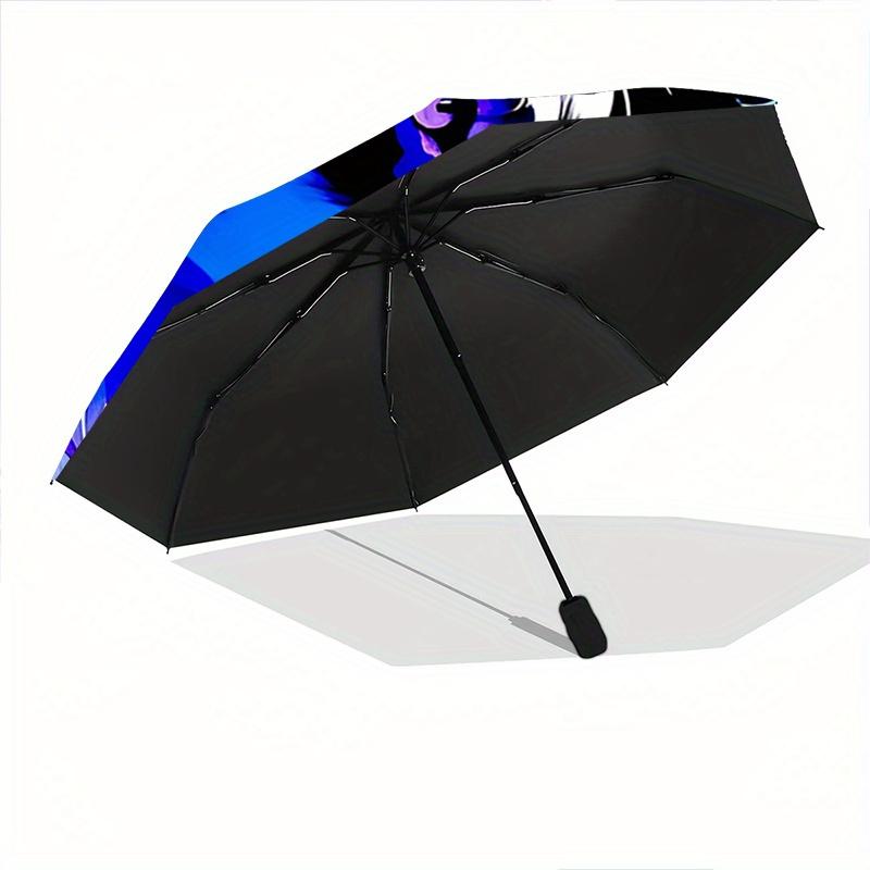 1pc Midnight Wolf Pattern Automatic, 8 Iron Frames, High-Value Folding Umbrella, Suitable for Office, Travel and Outdoor Adventure.A105