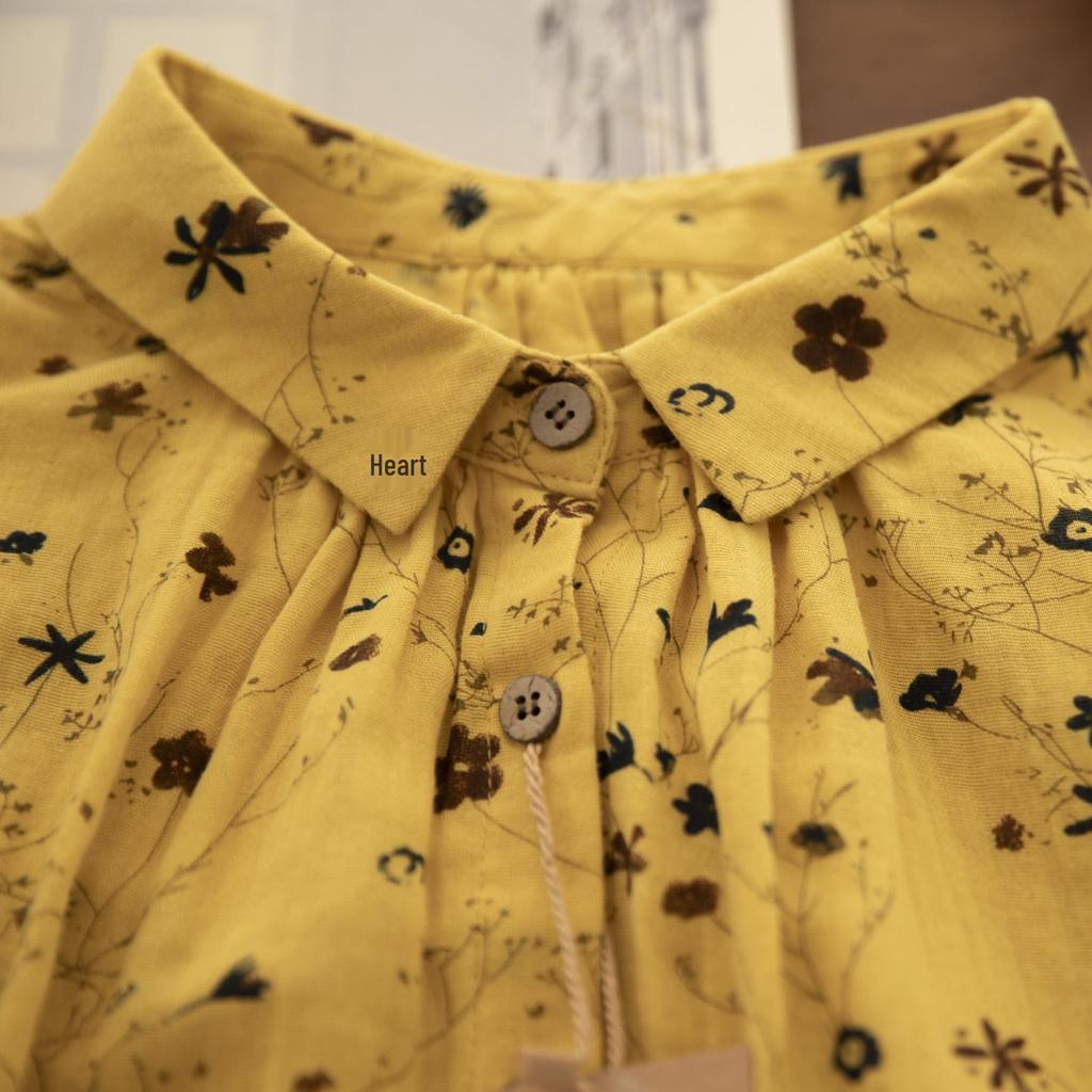 Künstlerisches Damen-Frühlingshemd aus Baumwoll-Leinen, zweilagig, späte Qing-Dynastie