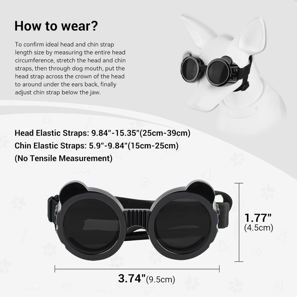 Pet Sunglasses Dog Goggles Waterproof Snow Windproof Small Dog Sunglasses Eyewears for Outdoor Travel Driving Riding Dog Goggles