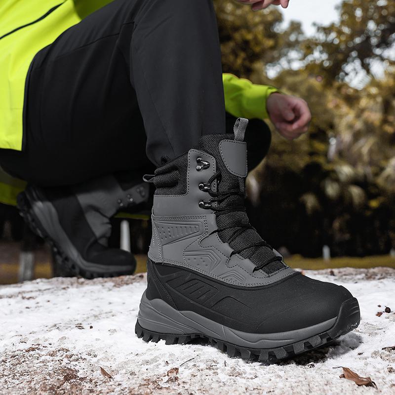 Bottes de Neige d'Hiver pour Homme Mi-hautes Semelle Épaisse Peluche Antidérapantes Résistantes à l'Usure Grande Taille Bottes de Neige pour l'Hiver Bottes d'Hiver pour Homme