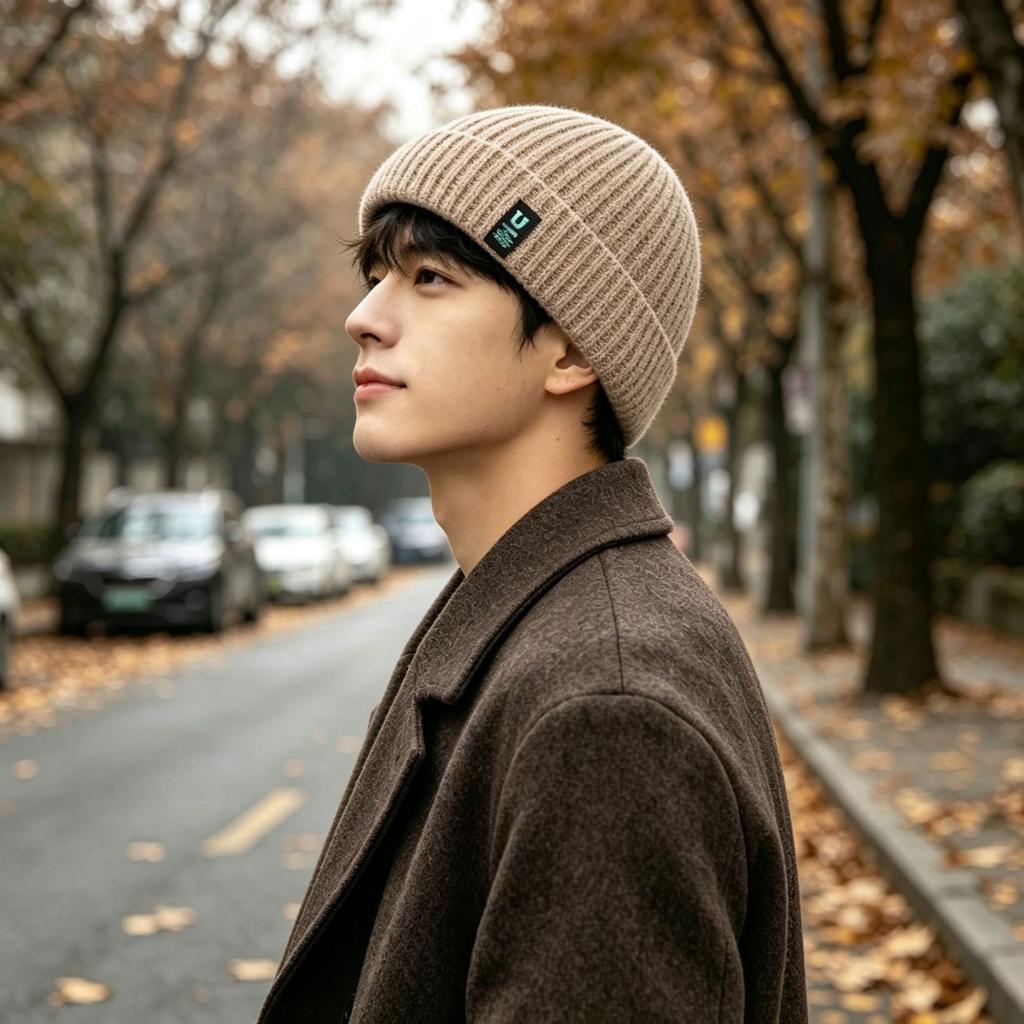 Knitted Hat Autumn and Winter Versatile Warm Plush Wool Hat Women's Outdoor Cycling Ear Protection Cold Cover Large Brim Ice Hat