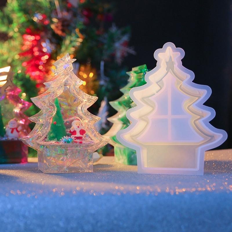 3D Crystal Lamp Christmas Tree Ornament Silicone Mold Suitable for Epoxy Resin Diy Crafts Jewelry Making Home Decor