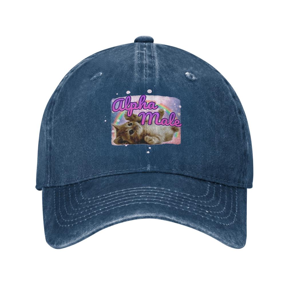 Summer Alpha Male Cat Kitten Funny Meme Baseball Cap Sun  Dropshipping Print Washed Trucker Hat UnisexTeens Fitted Baseball Cap