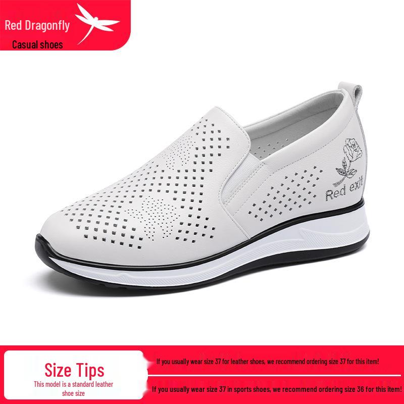 Red Dragonfly Women s Summer White Slip-On Hidden Heel Breathable Casual Shoes 40