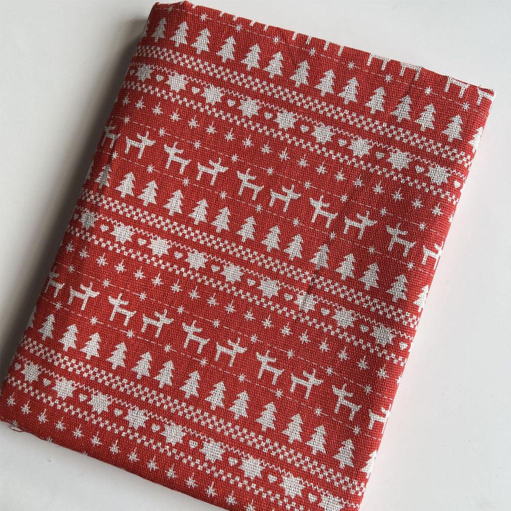 Burlap Cotton Linen Tablecloth with Snowflake & Deer Print