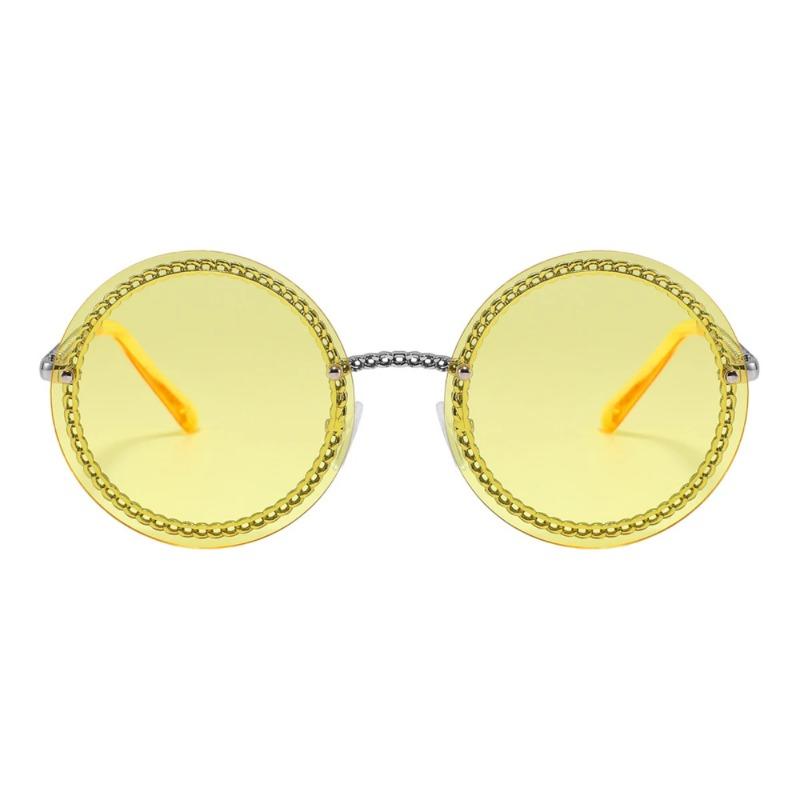 Luxury Metal Chain Round Sunglasses Rimless Brand Shades For Women Circle Sun Glasses Gradient   Zonnebril Dames