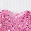 Girls' Sequin Princess Dress: 2025 Christmas Short-Sleeve Party Gown