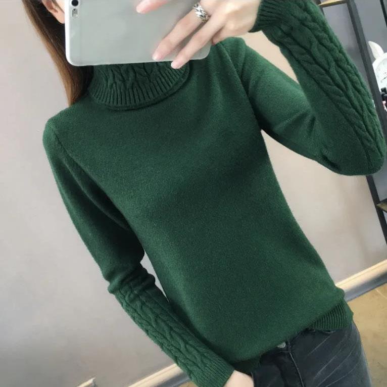 Jesień Zima Kobiety Golf Sweter Kobiety Długi Rękaw Pogrubiony Slim Dzianiny Damskie Swetry i Pulowery Kobiecy Sweter Trykot Topy