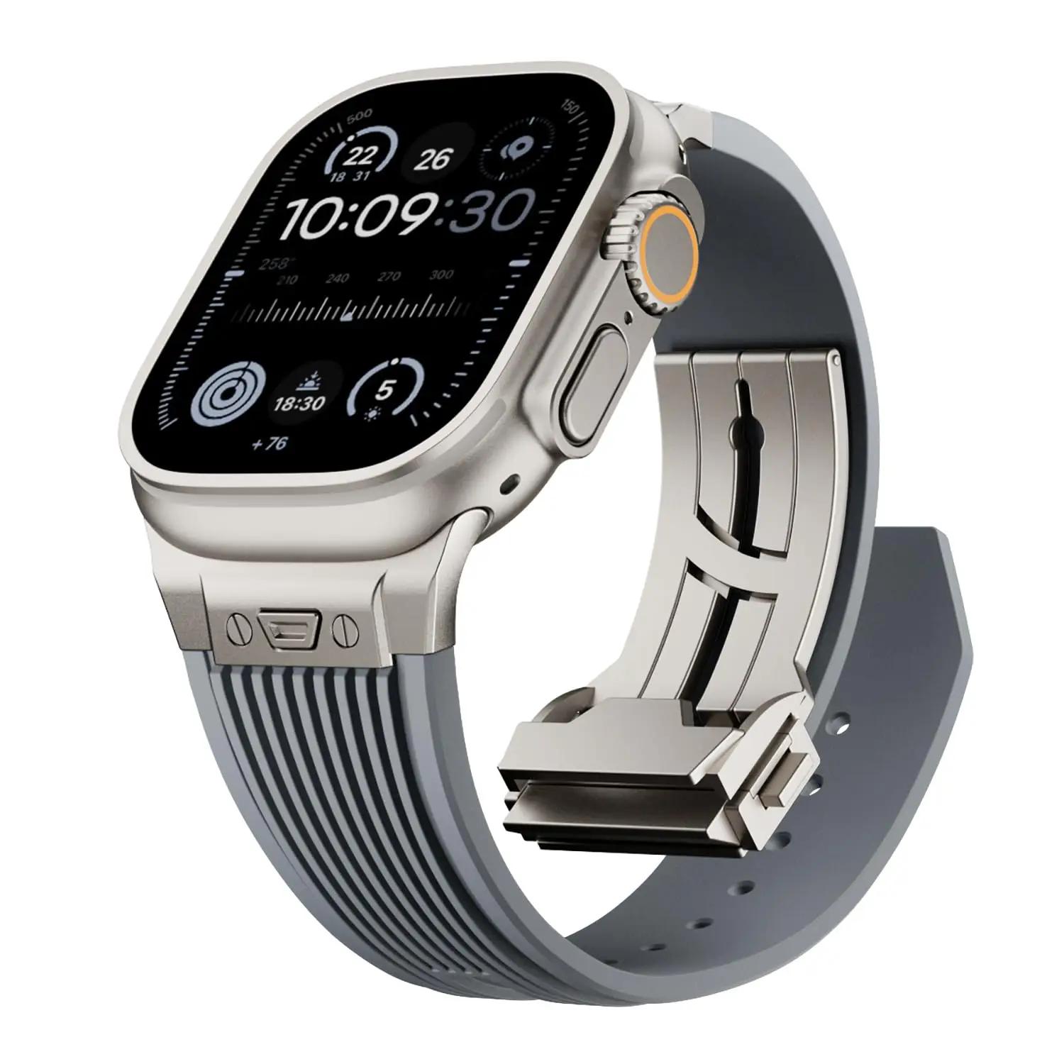 

Luxury Strap for Apple Watch Band Ultra 3 49mm Series 11 10 46mm 9 8 7 45mm Sports Silicone Bracelet Belt Iwatch 6 SE 5 44mm Series11/10 46mm &Grey серый