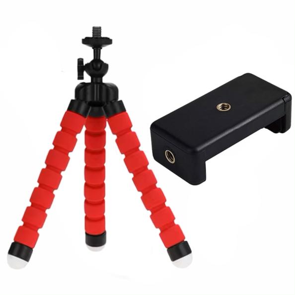 Flexible Cell Phone Tripod Mini Cell Phone Tripod with Cell Phone Holder Regular 1/4-20 Screw 360° Swivel Flexible Travel Tripod
