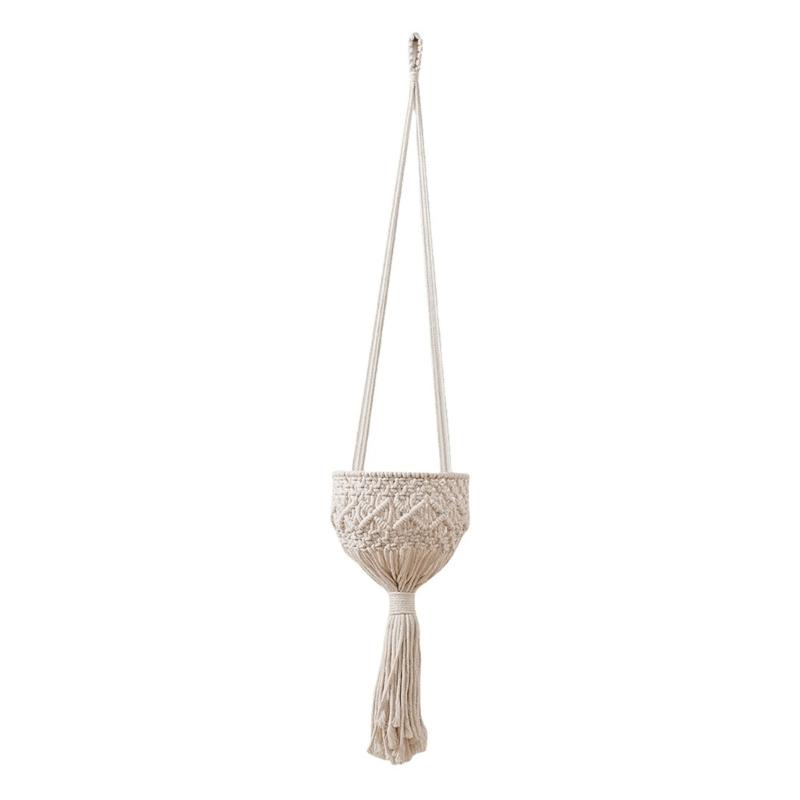 Handwoven Plant Holder With Natural Cotton Rope Wall Mounted Planter Basket For Indoor Outdoor Garden Decoration