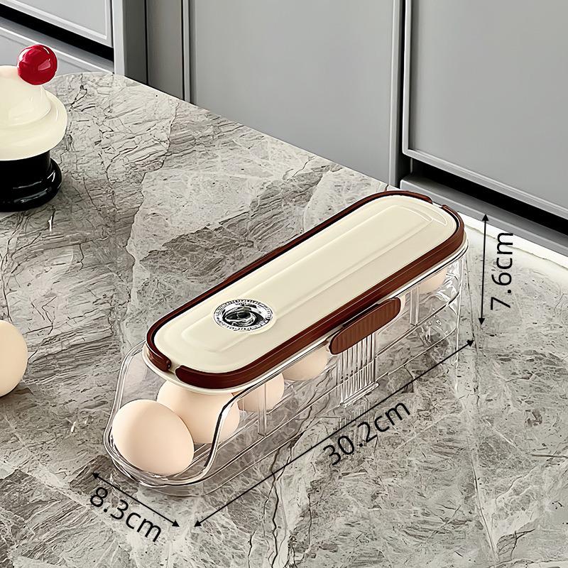 Food-Grade Slide-Out Refrigerator Egg Holder: Automatic Rolling Fresh-Keeping Storage Box