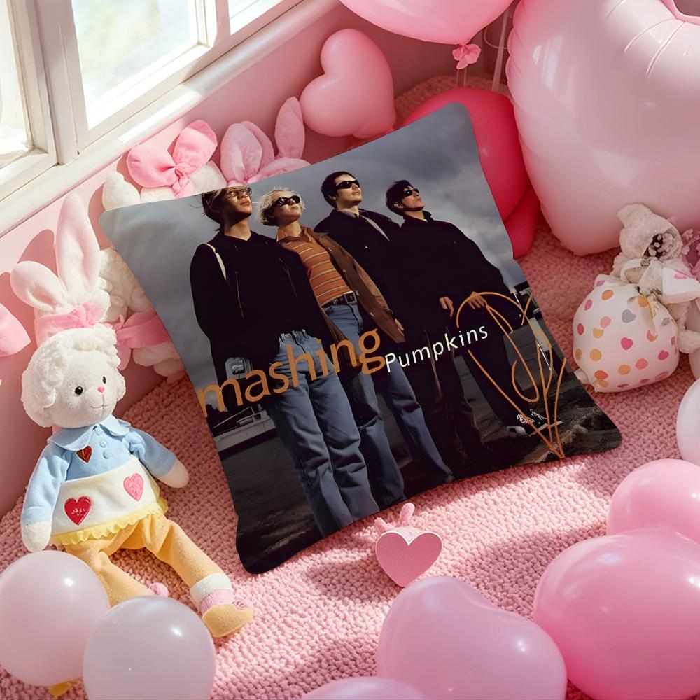 Band The S-Smashing P-Pumpkins Cushion Cover Pattern Printed Pillowcase for Living Room Sofa Cushion Cover & Bedroom Decor
