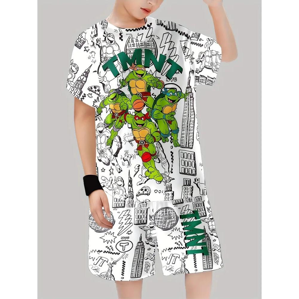 

Summer Cartoon Creative Fun Pattern Children s Summer Fashion Comfortable Soft Breathable Short Sleeved Two-piece Set 120