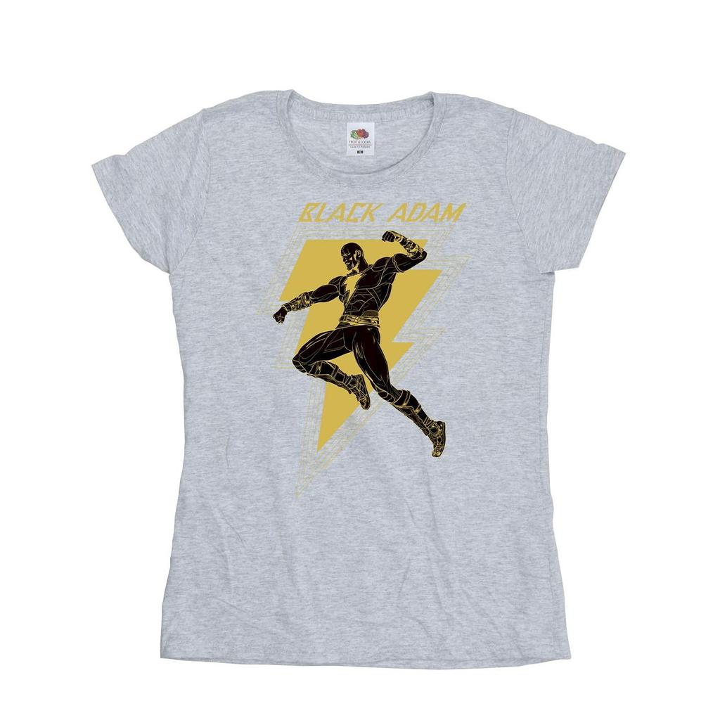 DC Comics Womens/Ladies Black Adam Golden Bolt Chest Cotton T-Shirt