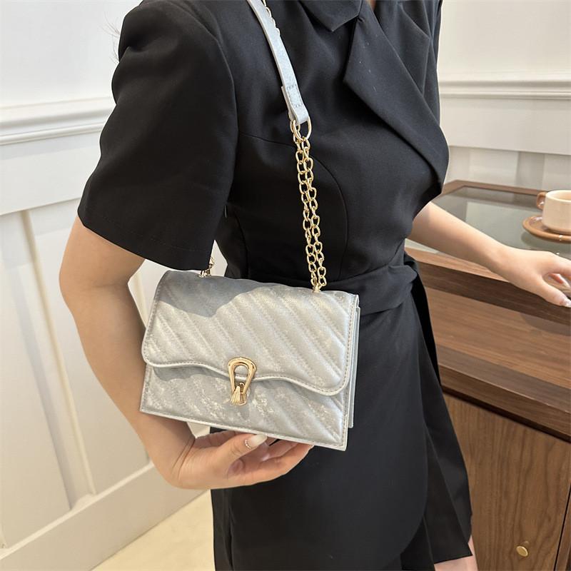 Stylish Fashionable Women's Casual Shoulder Bag Trendy Small Square Crossbody Bag In Black Khaki Gray Blue And White Colors