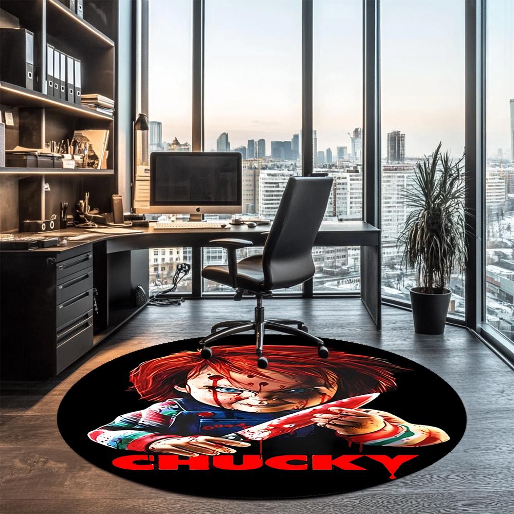Chucky Printed Round Rug Carpet Chair Rug Area Rug Entryway Doormats,for Office Chair Living Room Bedroom Kitchen Room.