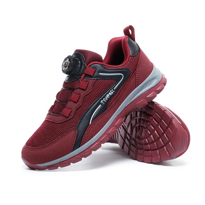 

Нескользящие уличные кроссовки для пар, шнуровка с вращающейся пряжкой, походная обувь, сетчатая уличная обувь для скалолазания, треккинга, спортивная обувь большого размера 41 вино красного