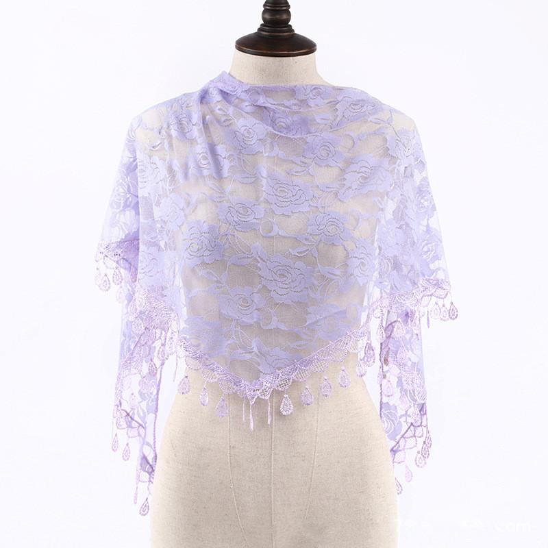 

Платок Femme модный Bufandas женский хиджаб треугольная кружевная вуаль шарф из тюля шаль с вырезами вуаль Femme Musulman весна-лето 150X50X50CM светло-фиолетовый